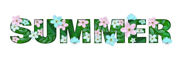 Ilustración vectorial de la palabra verano diseño floral aislado sobre fondo blanco . — Vector de stock