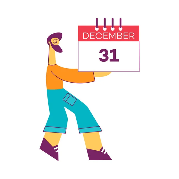 Vektor stylizovaný muž, který držel 31 prosinec m kalendáře — Stockový vektor