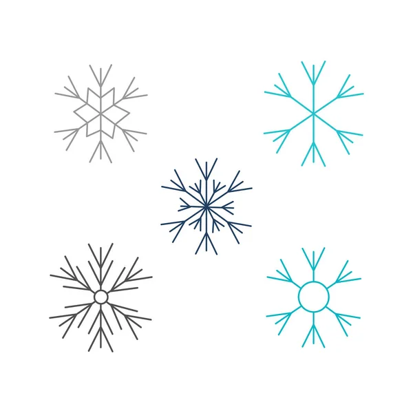 Snowflakes vetor ilustração definido em estilo plano isolado no fundo branco . — Vetor de Stock