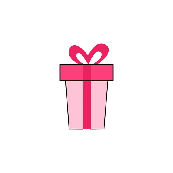 Caja de regalo con cinta azul icono plano vector — Archivo Imágenes Vectoriales