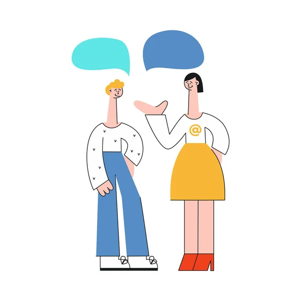 Векторный карикатурный мыльный пузырь, говорящий между мужчиной и женщиной — стоковый вектор