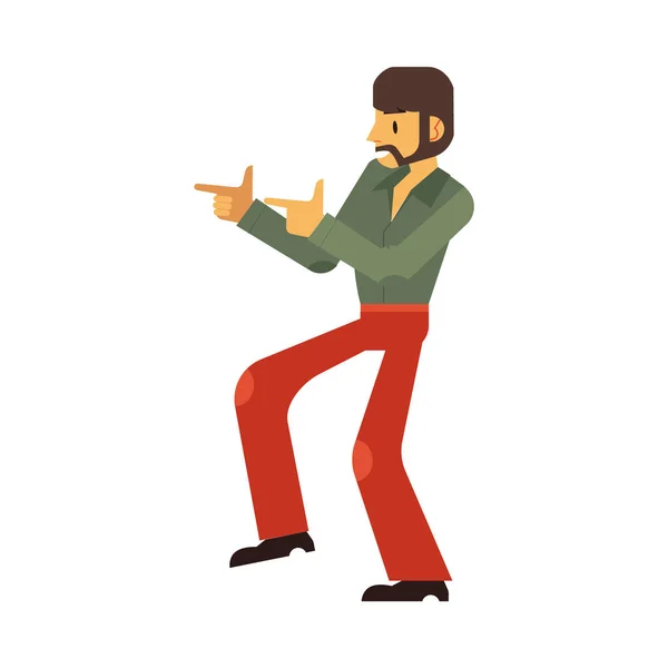 Векторна ілюстрація чоловіка, який танцює диско в стилі плоского мультфільму ізольовано на білому тлі . — стоковий вектор