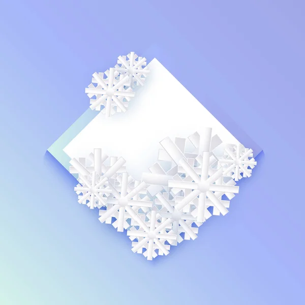 Vector winter background a abstract flat snowflake