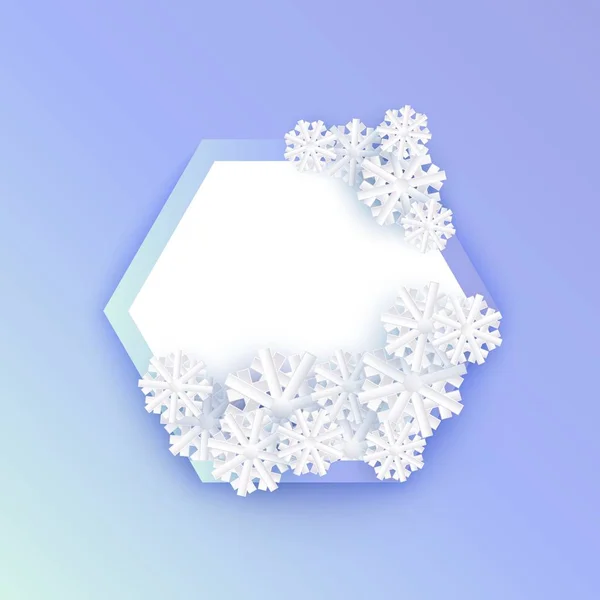 Vector winter background a abstract flat snowflake — Stock Vector