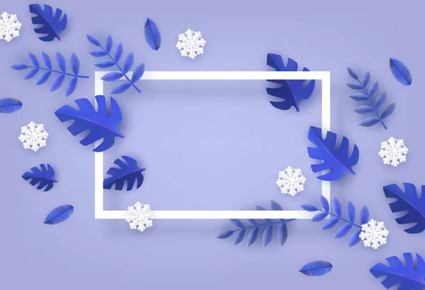 Vector winter background with leaves and snowflake