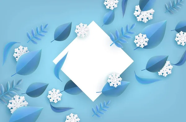 Vektor Winter Hintergrund mit Blättern und Schneeflocke — Stockvektor
