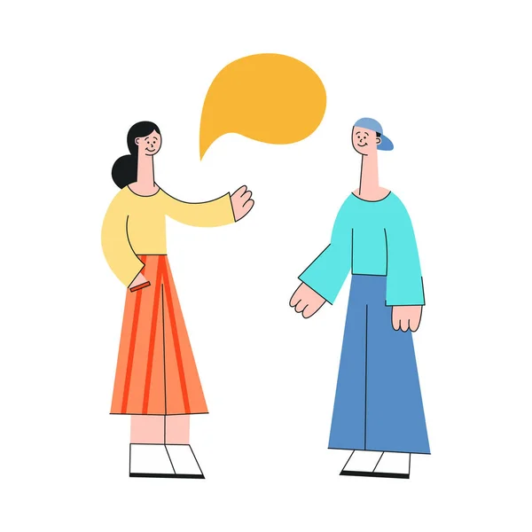 Vektor-Karikatur Frau und Mann reden Sprechblase — Stockvektor