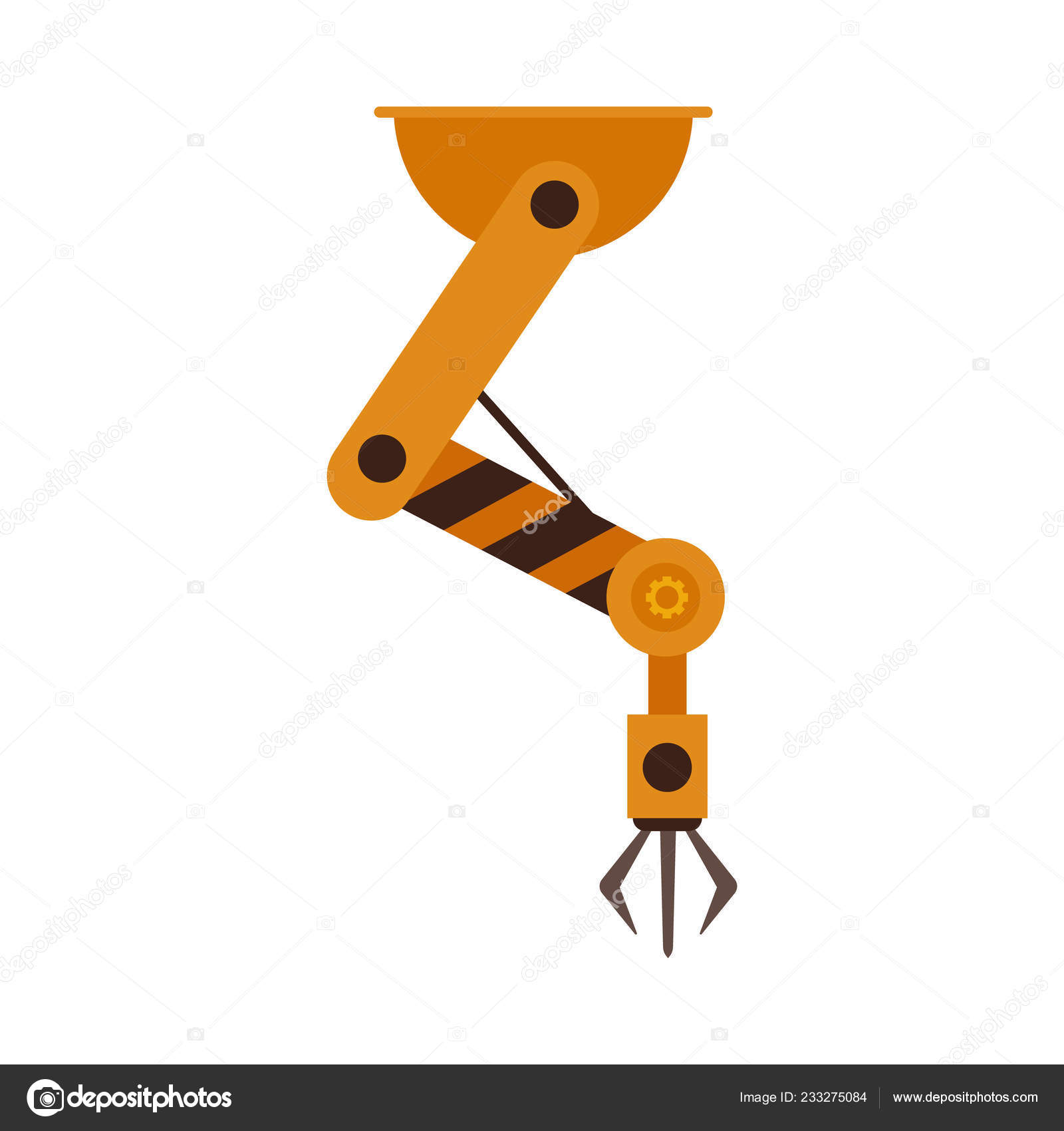 白い背景で隔離のフラット スタイルの産業ロボット アーム ストック