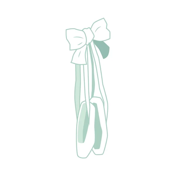 Παπούτσια μπαλέτου pointe διάνυσμα πράσινο εικονίδιο με φιόγκο — Διανυσματικό Αρχείο
