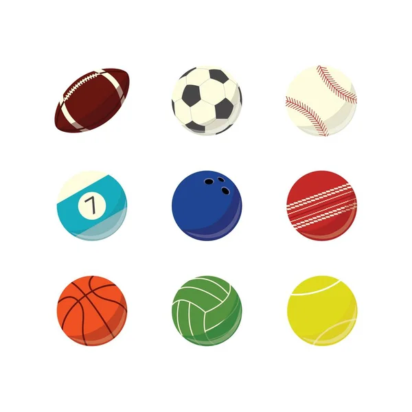 Vector game sport balls simple icon set — Stock Vector