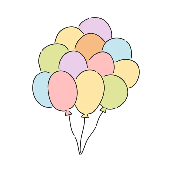 Manojo de globos de helio de colores aislados sobre fondo blanco . — Archivo Imágenes Vectoriales