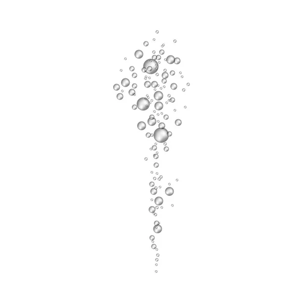 Víz alatti pezsgő levegő buborékok áramlását a valósághű 3D-s stílus elszigetelt fehér background. — Stock Vector