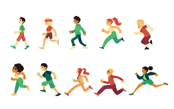 Sport vectoriel jeunes adultes senior running set — Image vectorielle