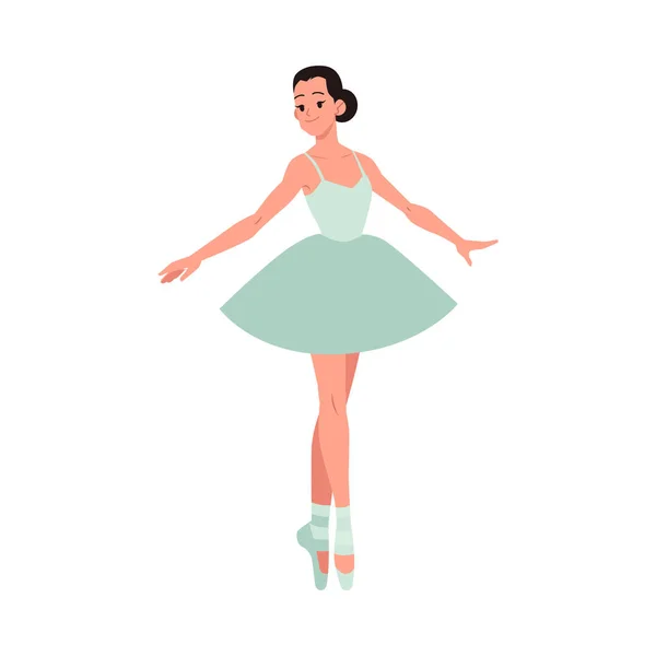 Ilustração vetorial da bela bailarina jovem realizando dança clássica de balé . —  Vetores de Stock