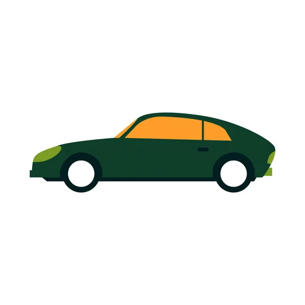 Green sport sedan car side view in flat style. — Stock Vector