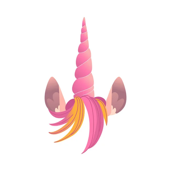 Unicorn Pink Horn Hair Ears Vector Illustration Isolated Pretty Colorful — Stock Vector