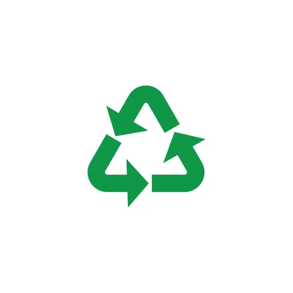 Векторна ілюстрація переробки та символу нульових відходів із зеленими стрілками у формі трикутника . — стоковий вектор