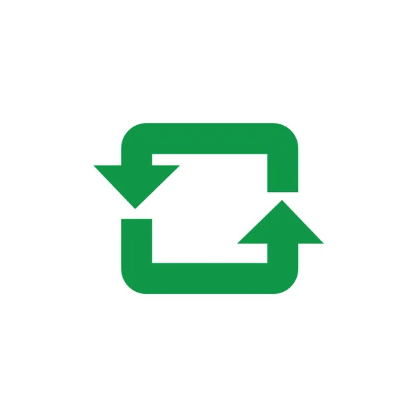 Reciclar e reutilizar símbolo com setas verdes em forma retangular . —  Vetores de Stock