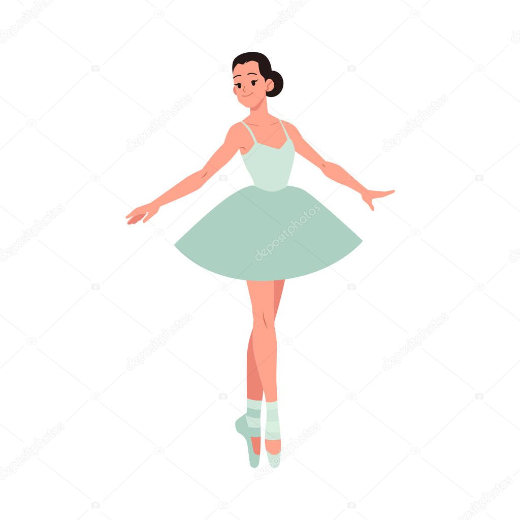 Vector illustration of young beautiful ballerina performing classical ballet dance.