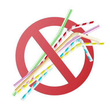 Vector no to plastic straw concept in cross circle clipart
