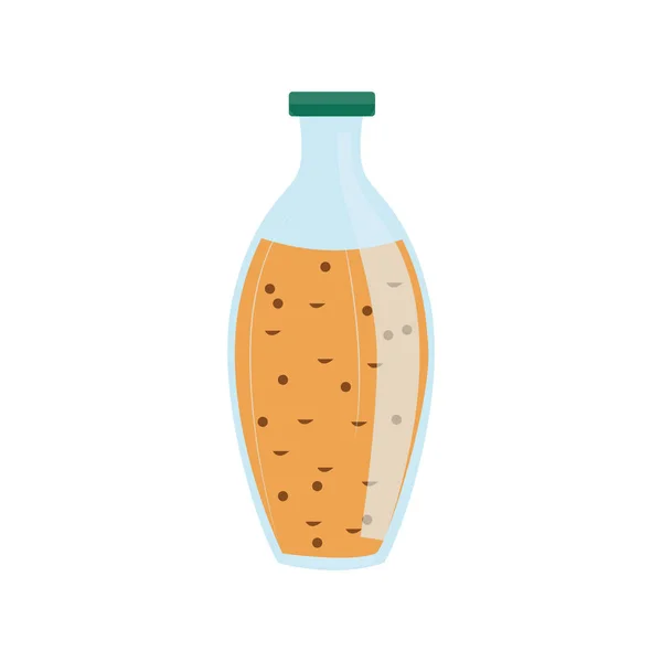 Ilustracja wektorowa, szkła butelki z sokiem w płaski na białym tle. — Wektor stockowy
