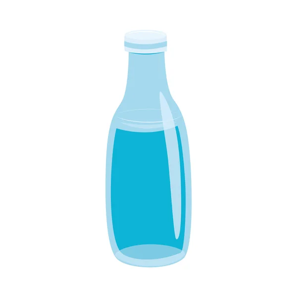 Ilustracja wektorowa, szkła butelki z wodą w płaski na białym tle. — Wektor stockowy