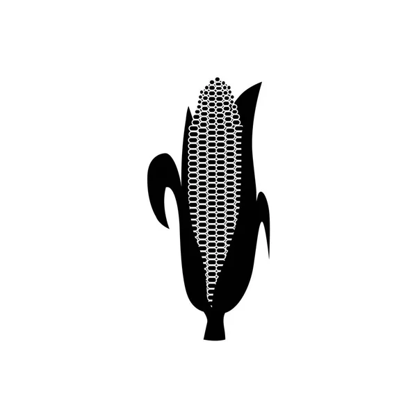 Vecteur épi de maïs silhouette noire icône des aliments biologiques — Image vectorielle