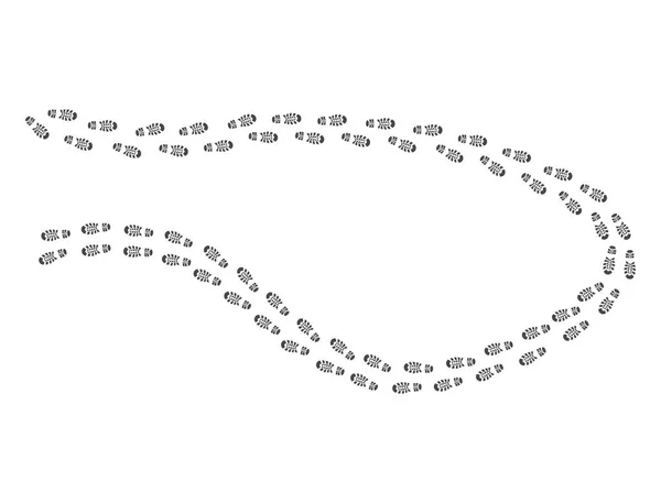 Caminho de pegadas humanas pretas isolado no fundo branco - rota da pessoa ambulante . — Vetor de Stock