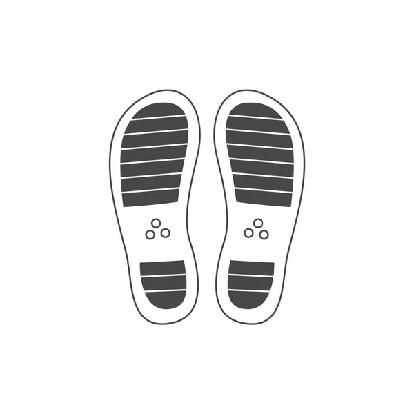 Vector abstracto calzado plano huella negro icono — Vector de stock