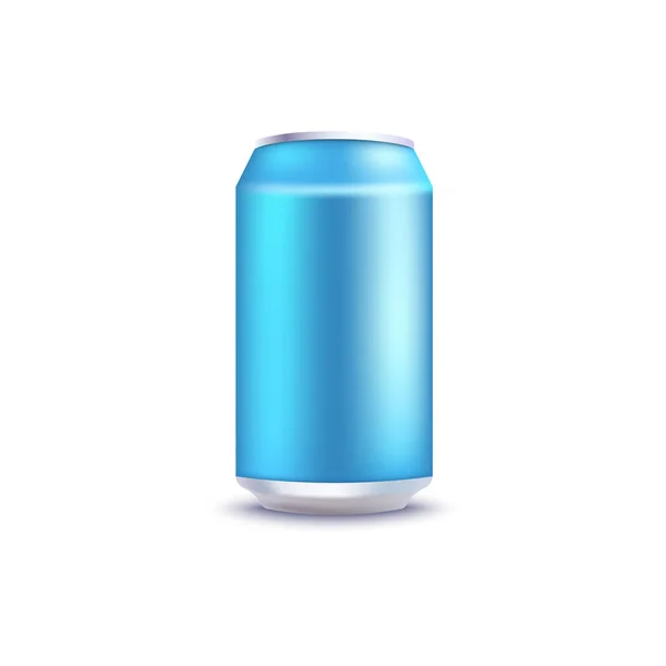 Vetor Alumínio Pode Azul Mockup Para Cerveja Suco Refrigerante Design —  Vetores de Stock