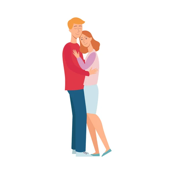 Vektor glückliches junges Paar, das sich lächelnd umarmt — Stockvektor