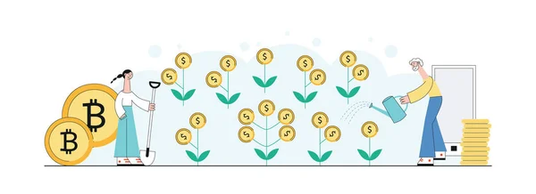 Vektor Investitionskonzept Geld Pflanze Glühen Symbol — Stockvektor