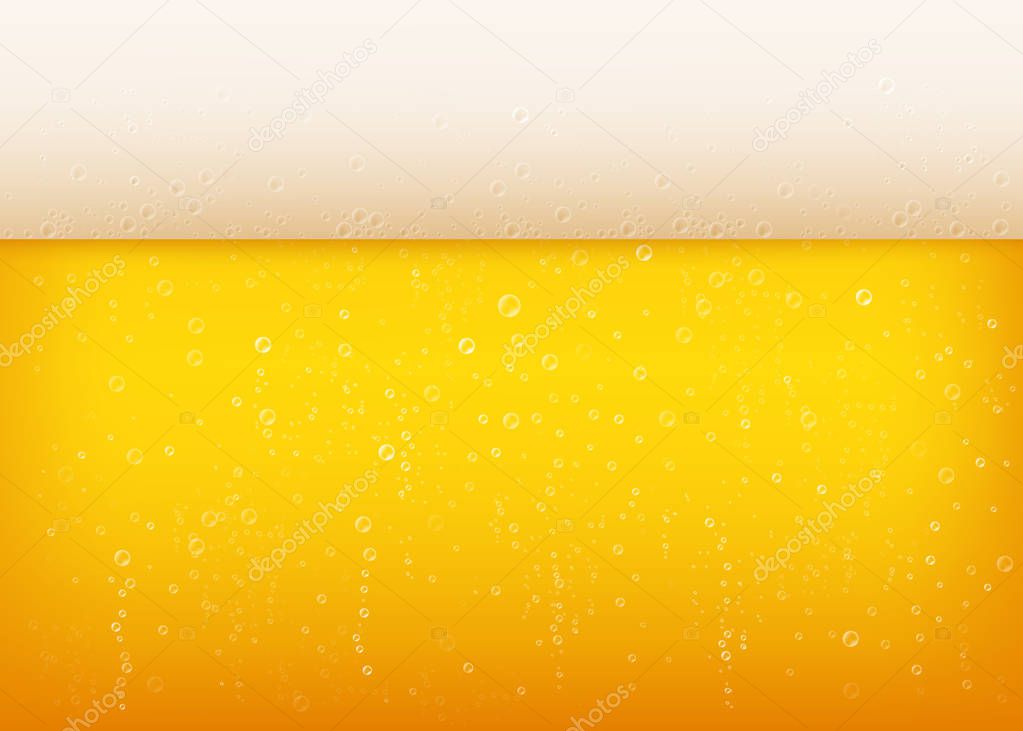 Vector lager beer background with white foam