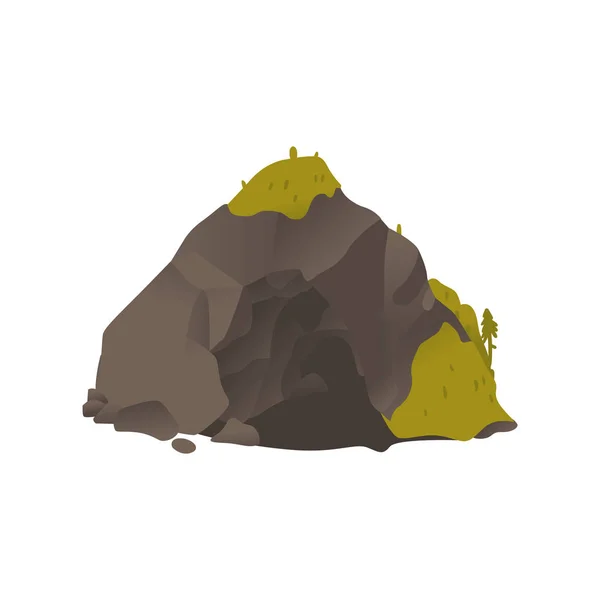 向量大灰色岩石石头动画片图标 — 图库矢量图片
