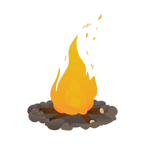 キャンプの燃焼たき火漫画アイコンをベクトルします。 — ストックベクタ