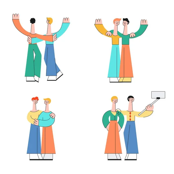 Набор символов Дня дружбы в Веко — стоковый вектор
