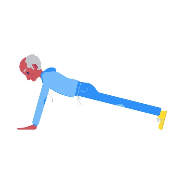 Vector plat oudere zwarte man in sportsuit pushups — Stockvector