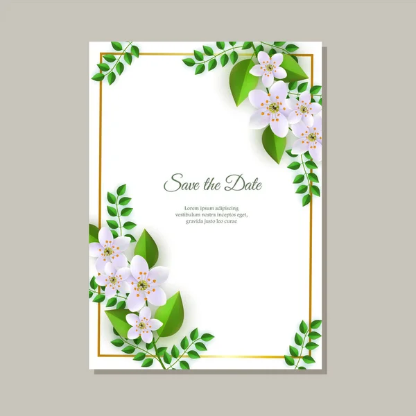 Ilustração vetorial de cartão de convite de casamento com composições florais concurso . — Vetor de Stock