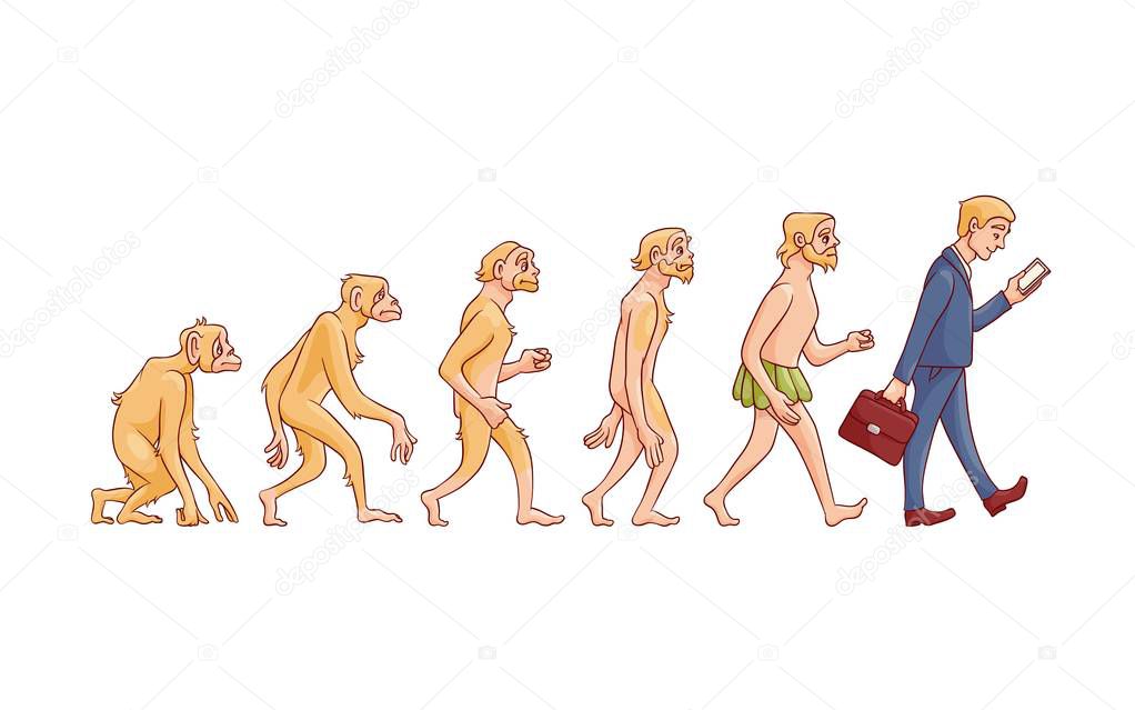 Vector people evolution from monkey to business