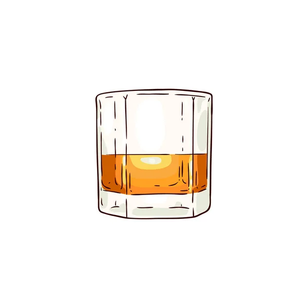 Vector Whiskey Eller Rom Glas Skiss Ikon Alkohol Dryck Cup — Stock vektor