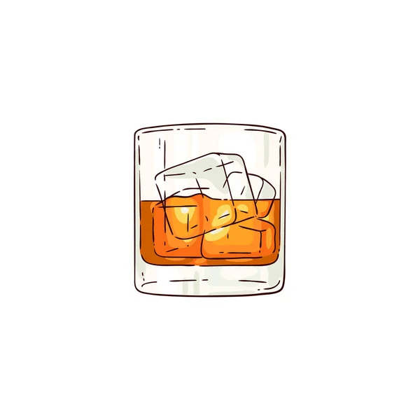 Vecteur whisky ou rhum icône croquis en verre — Image vectorielle