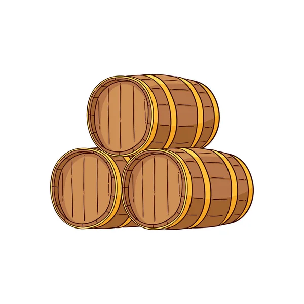 Vetor barril de álcool de madeira, vinho rum wiskey —  Vetores de Stock