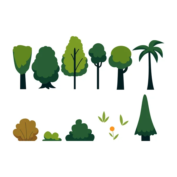Árvore abstrata vetorial com ícone de folhagem verde — Vetor de Stock
