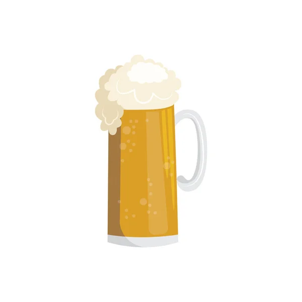 Płaskie kubek wektor złoty piwa z pianki — Wektor stockowy