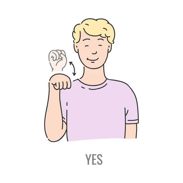 Vektor hluchý němý znakové řeči charakter gesto — Stockový vektor