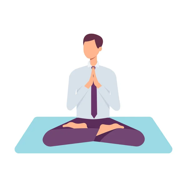 Uomo adulto vettoriale che fa yoga in posizione loto — Vettoriale Stock