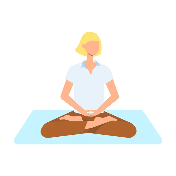 Vector linda mujer haciendo yoga en postura de loto — Vector de stock