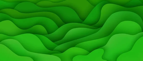 Abstrakter Hintergrund mit ausdrucksstarken grünen Wellenbewegungen und flüssigen Formkompositionen. — Stockvektor
