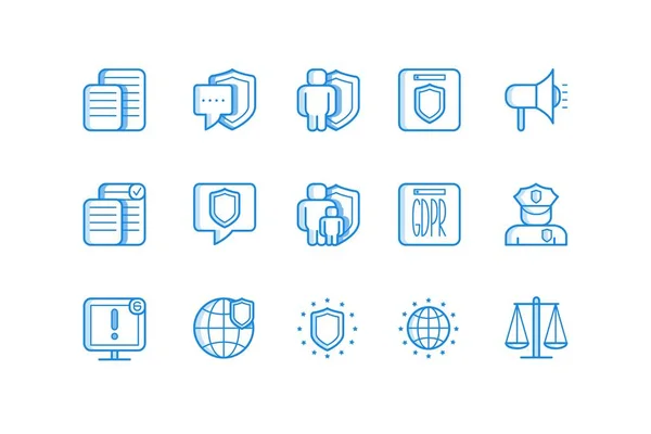 Set di icone del regolamento generale sulla protezione dei dati vettoriale — Vettoriale Stock