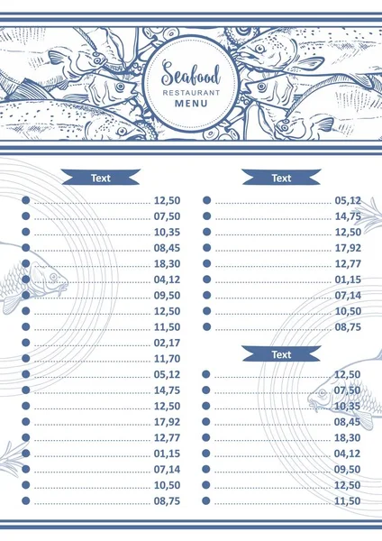 Vetor restaurante de comida do mar, design de menu de café — Vetor de Stock